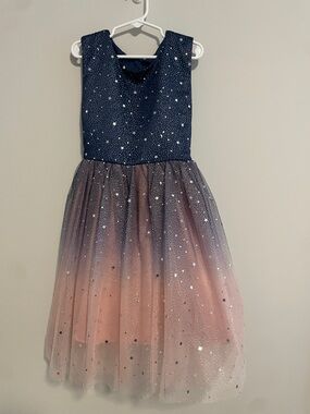 Navy and Pink Starry Tulle Dress